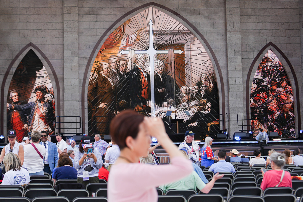 Thousands flock to the National Mall in Washington for an America-themed prayer rally